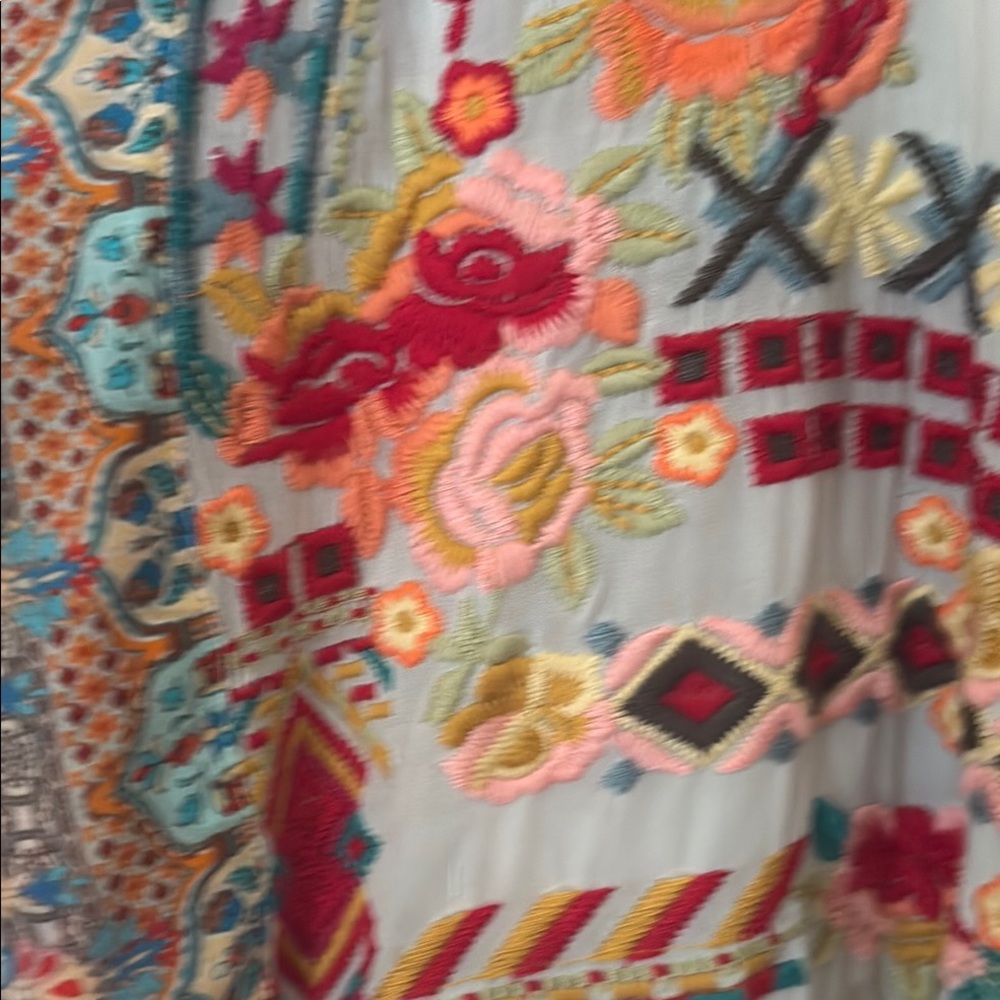 Johnny Was Betmo Embroidered Colorful Bohemian Kimono Size 2X Brand New With Tag - Picture 5 of 11